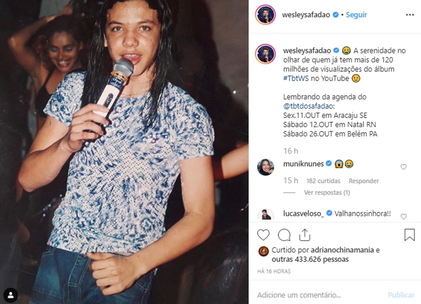 Wesley Safadão posta foto antiga no dia do TBT e famosos tiram onda