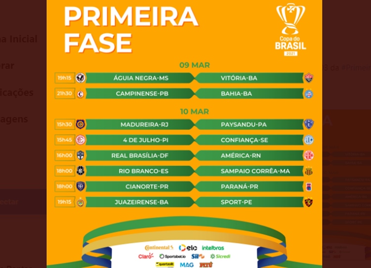 CBF sorteia confrontos da 1ª fase da Copa do Brasil; confira os jogos